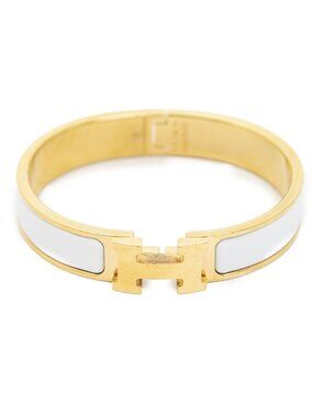 Hermes Clic Clac Bracelet White Gold Plated